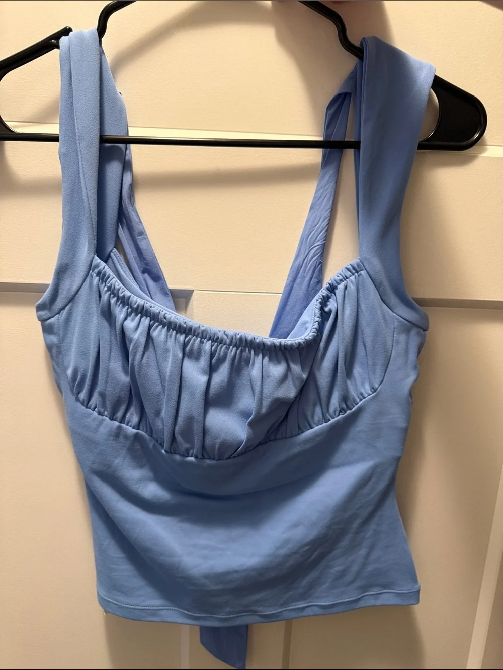 Sleeveless Light Blue Square-Neck Tank Top